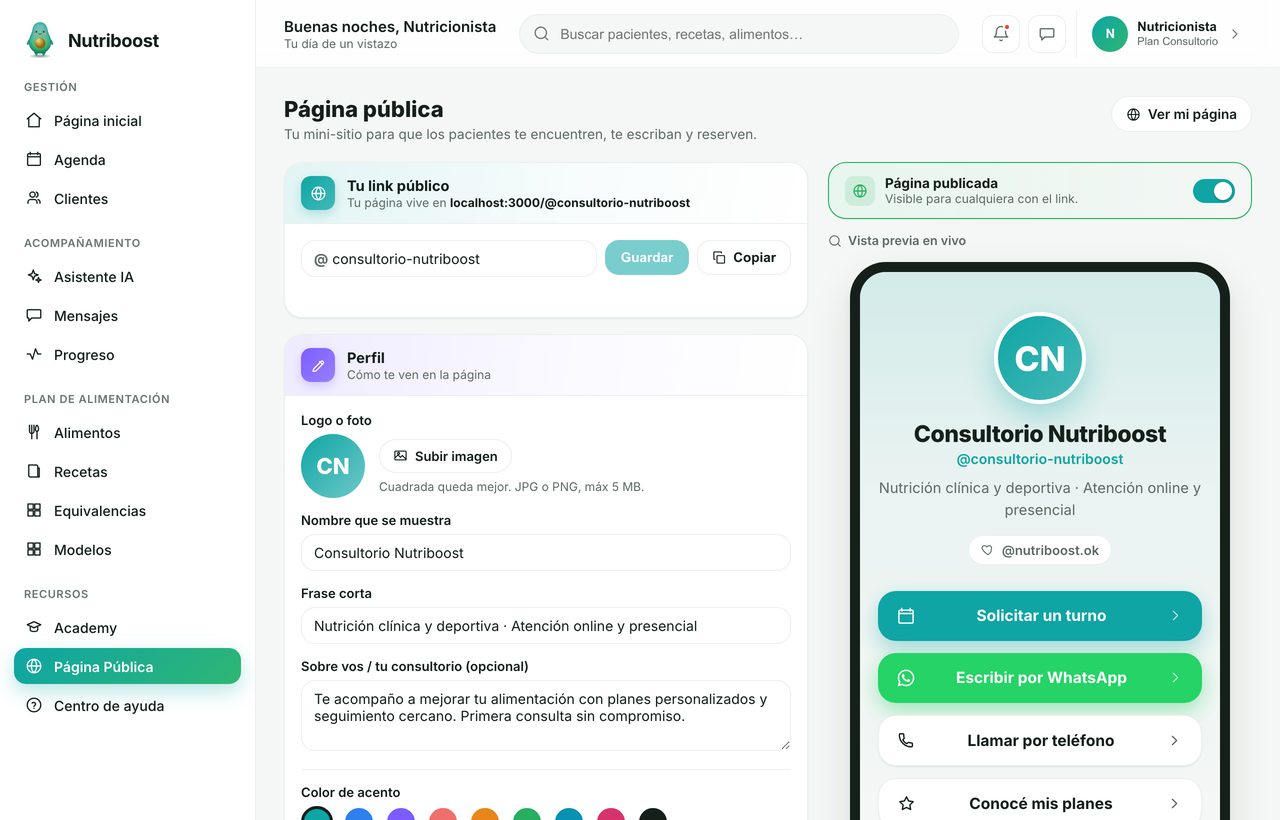 Página pública con cobros por Mercado Pago